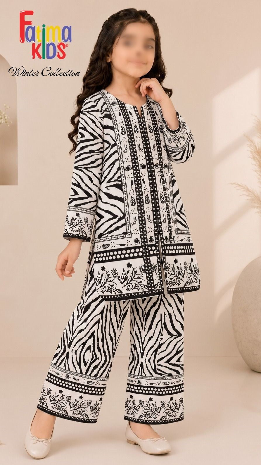 FATIMA KIDS 2 Piece Digital Printed China Linen Suit for Girls