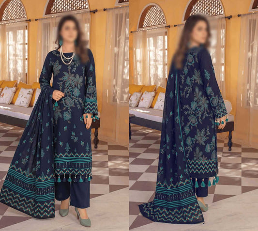 Bismil By Emirah Unstitched Printed Lawn 3pc Suit