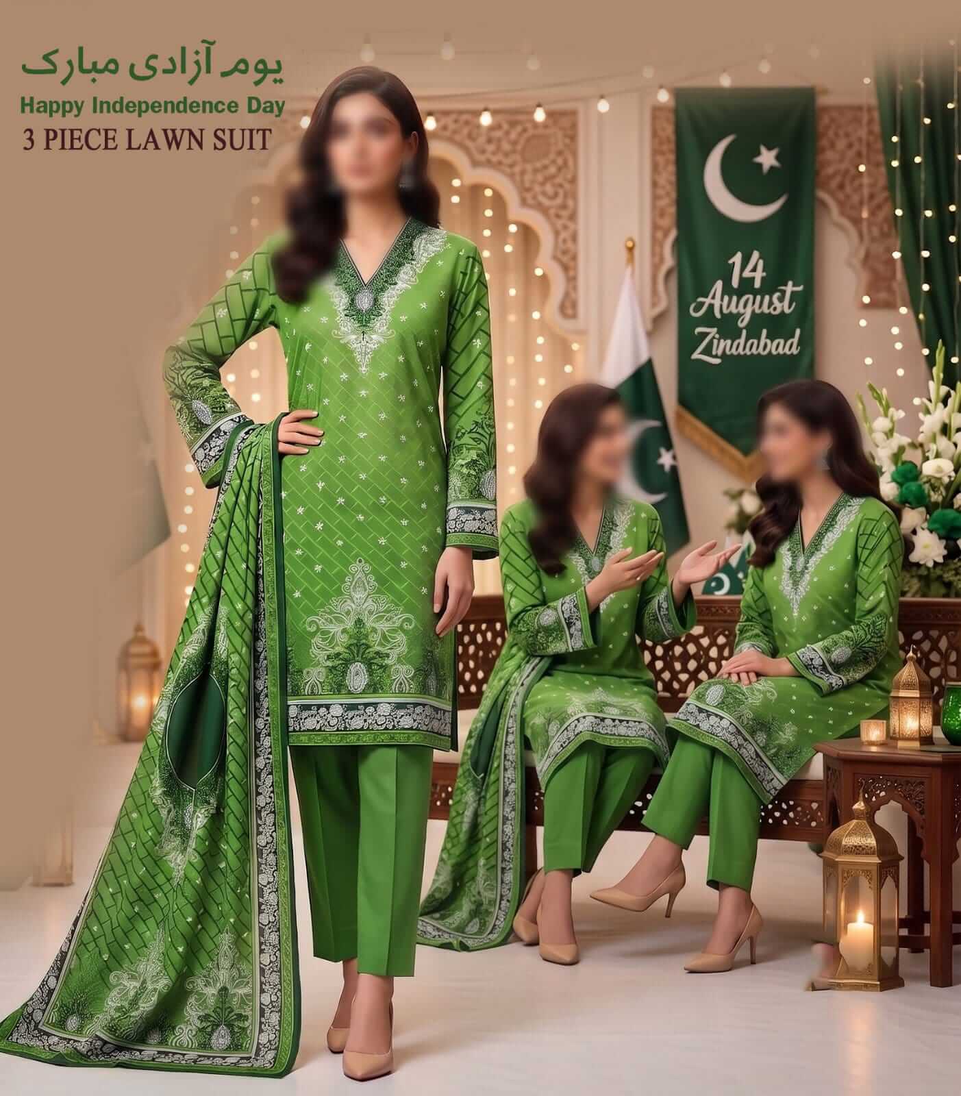 Independence Day Unstitched Printed Lawn 3pc Suit