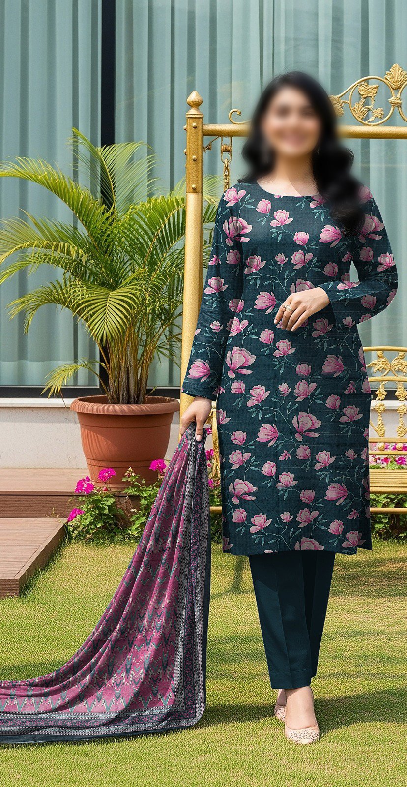 GUL AHMED Unstitched Printed Lawn 3pc Suit
