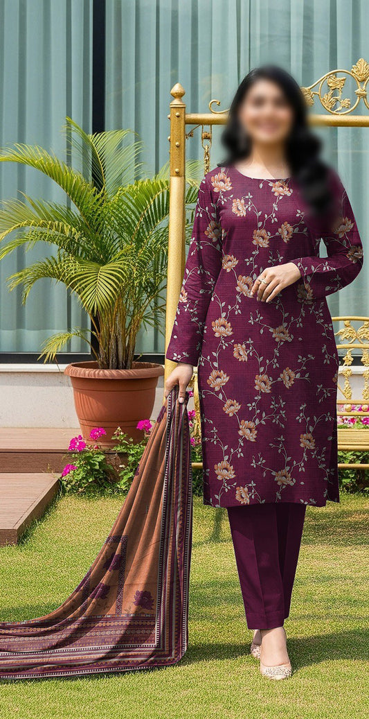 GUL AHMED Unstitched Printed Lawn 3pc Suit