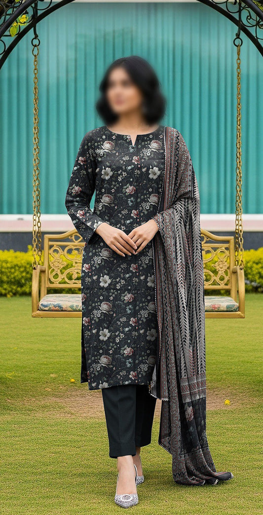 GUL AHMED Unstitched Printed Lawn 3pc Suit