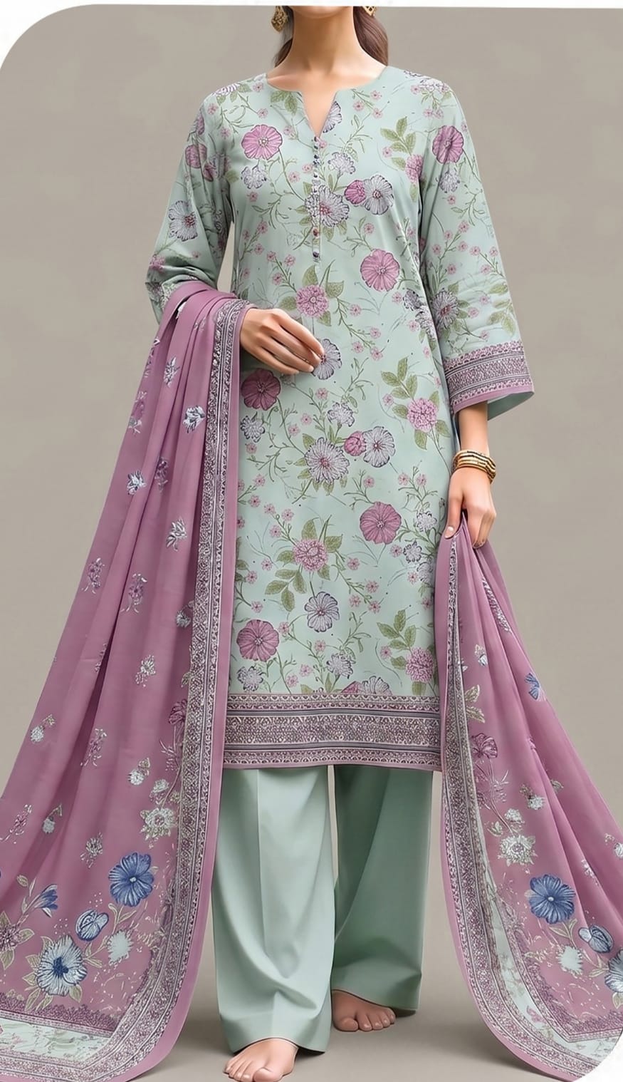 SAYA Unstitched Printed Lawn 3pc Suit