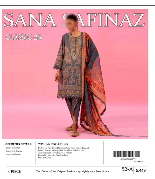 Sana Safinaz Unstitched Printed Lawn 3pc Suit
