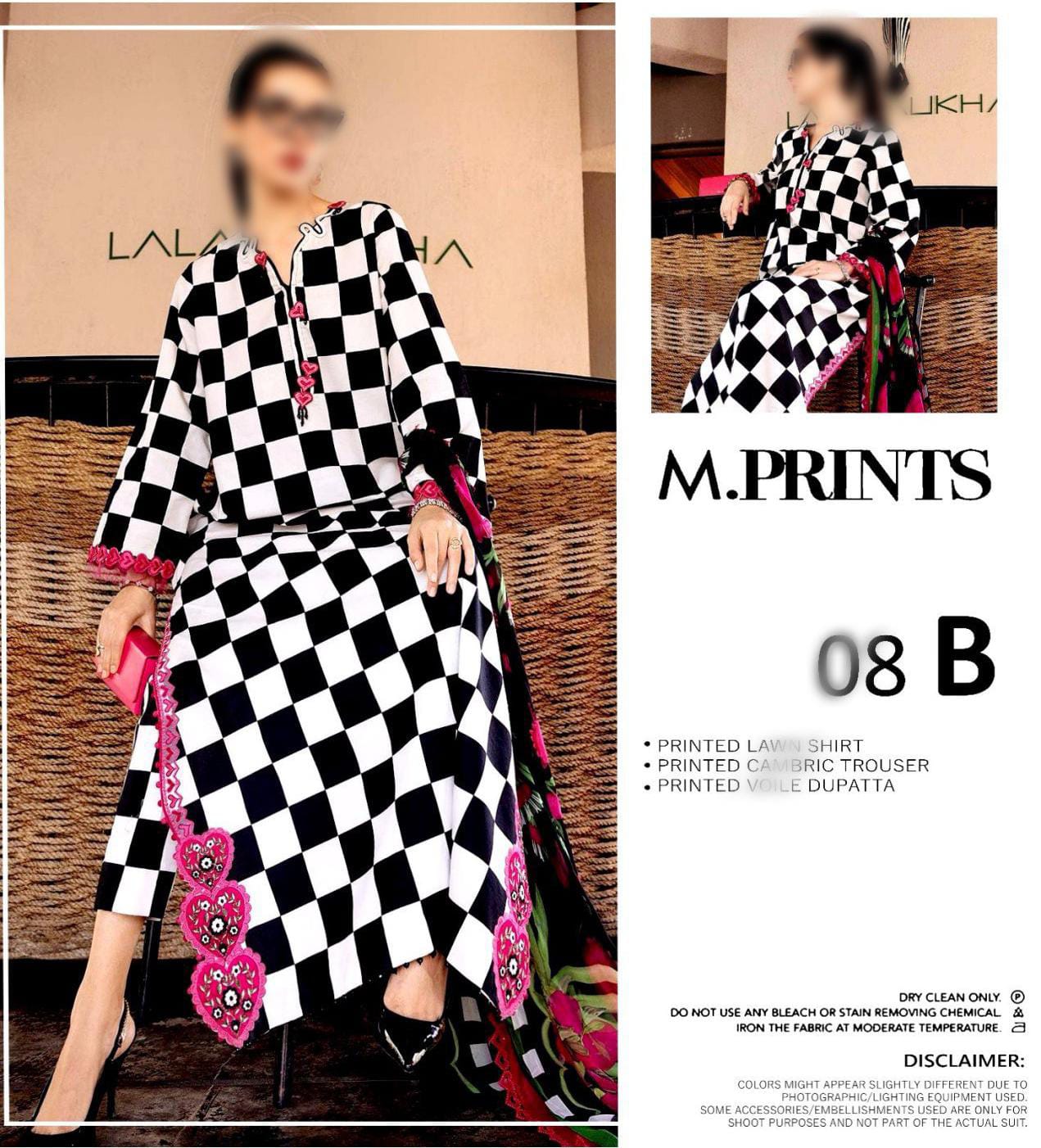 M.PRINTS Unstitched Printed Lawn 3pc Suit