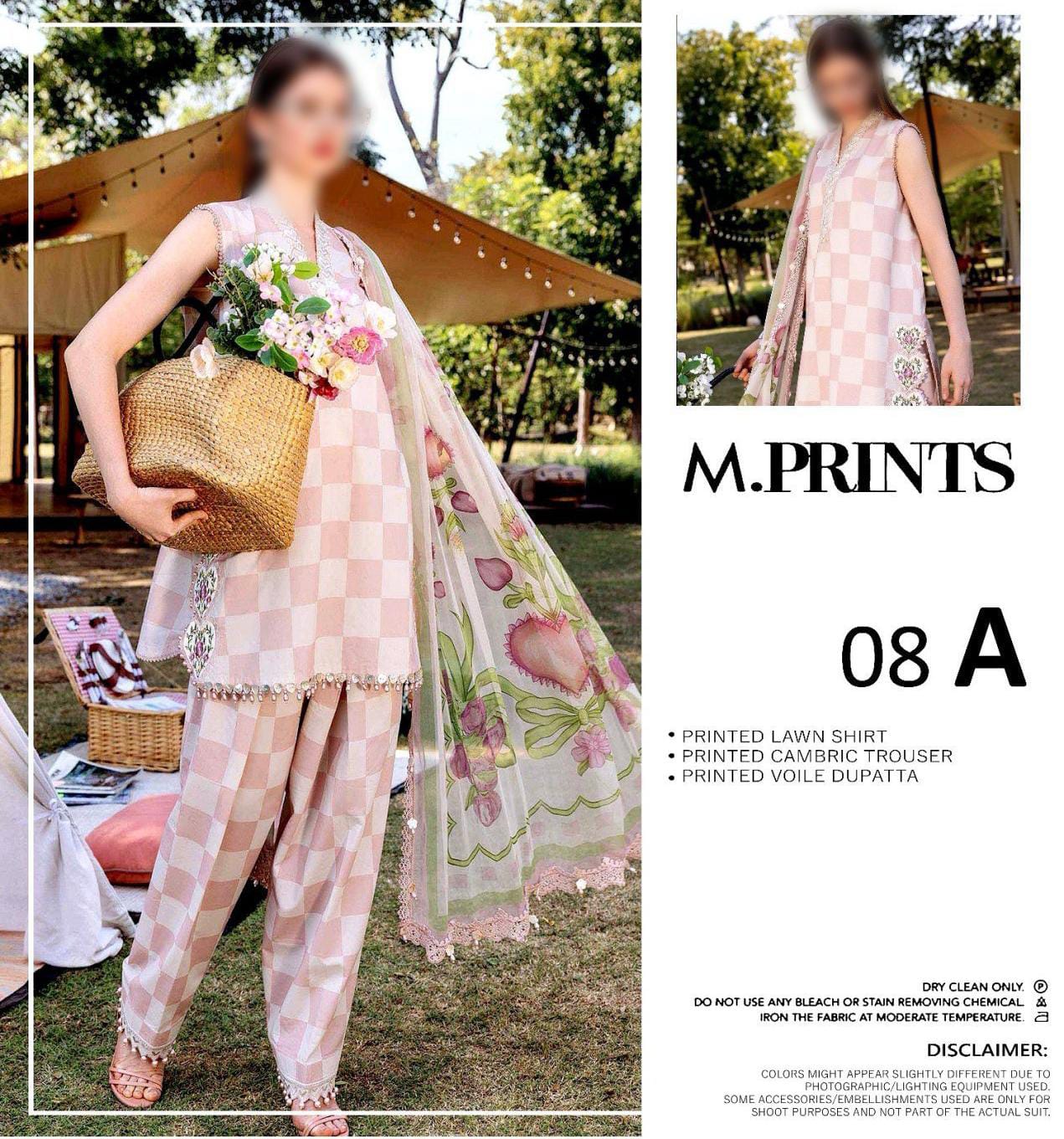M.PRINTS Unstitched Printed Lawn 3pc Suit