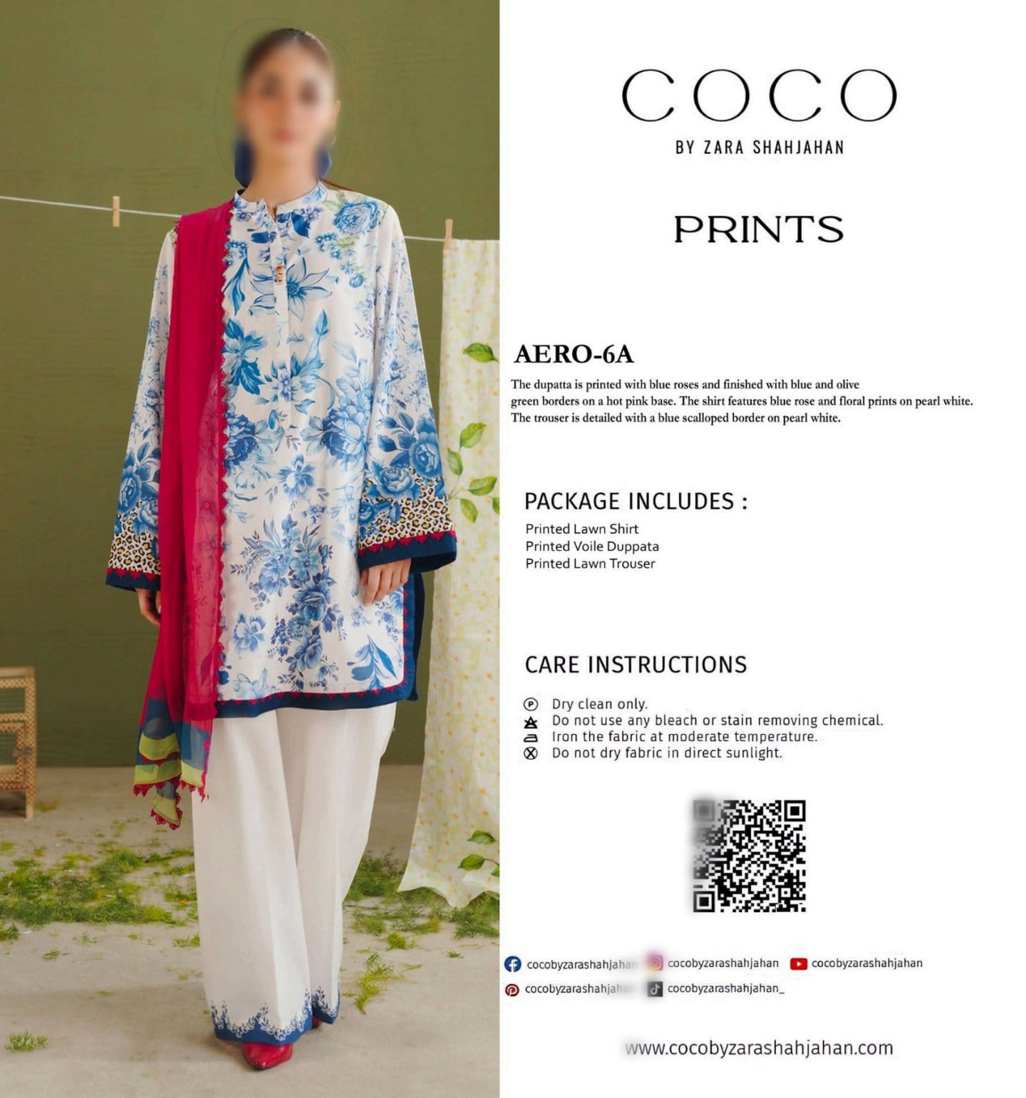 COCO Unstitched Printed Lawn 3pc Suit