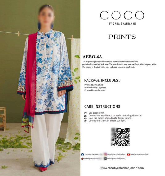 COCO Unstitched Printed Lawn 3pc Suit