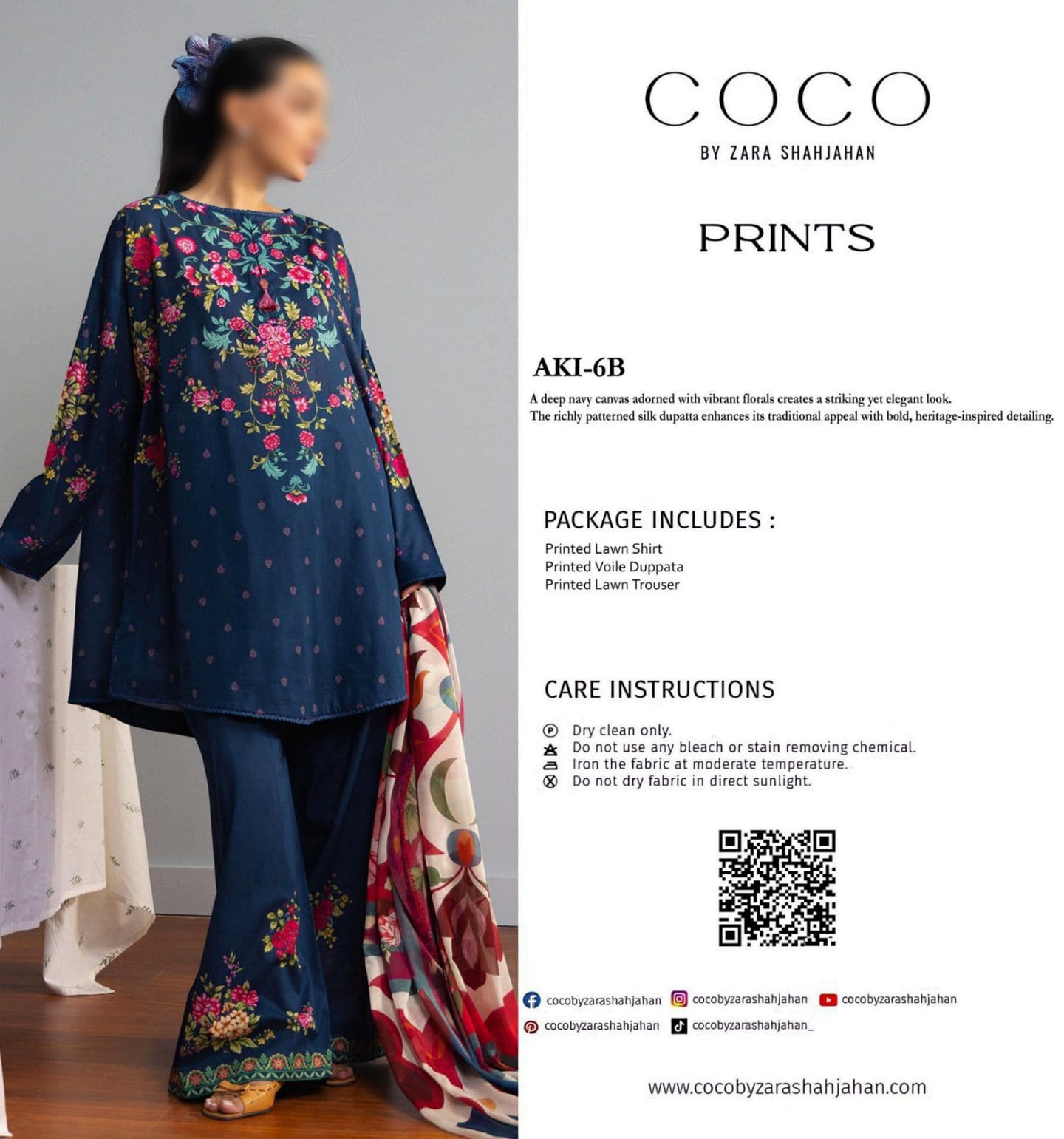 COCO Unstitched Printed Lawn 3pc Suit