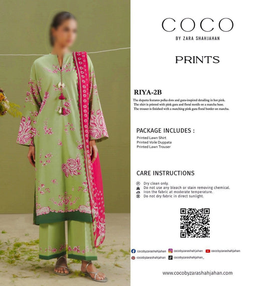 COCO Unstitched Printed Lawn 3pc Suit