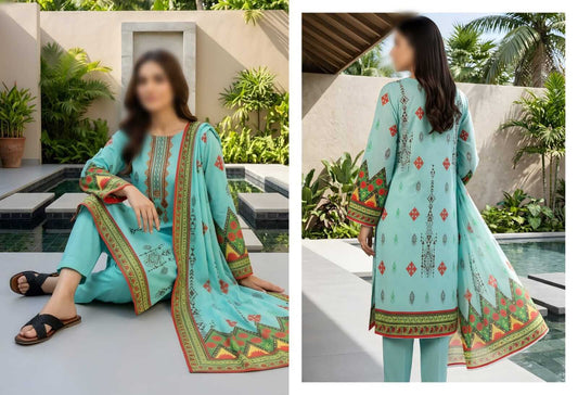 Kanwal by Nisha Unstitched Printed Lawn 3pc Suit