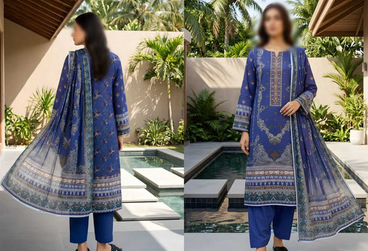 Kanwal by Nisha Unstitched Printed Lawn 3pc Suit