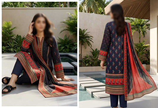 Kanwal by Nisha Unstitched Printed Lawn 3pc Suit