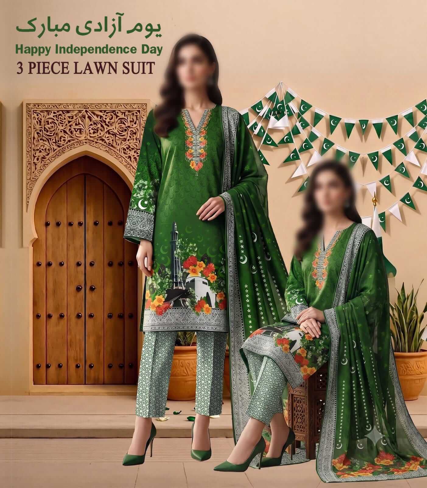 Independence Day Unstitched Printed Lawn 3pc Suit