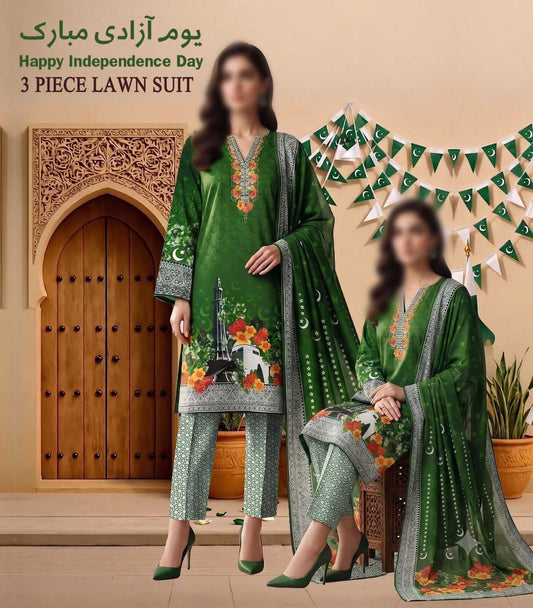 Independence Day Unstitched Printed Lawn 3pc Suit
