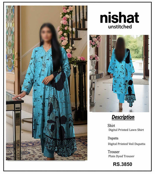Nishat Unstitched Printed Lawn 3pc Suit