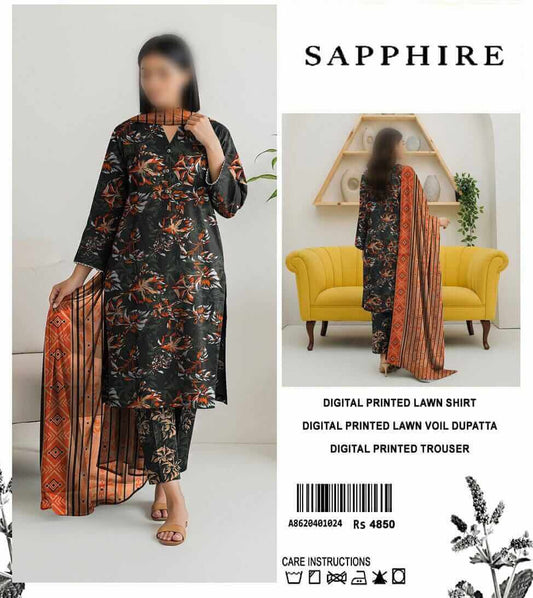 Asim Jofa Unstitched Printed Lawn 3pc Suit