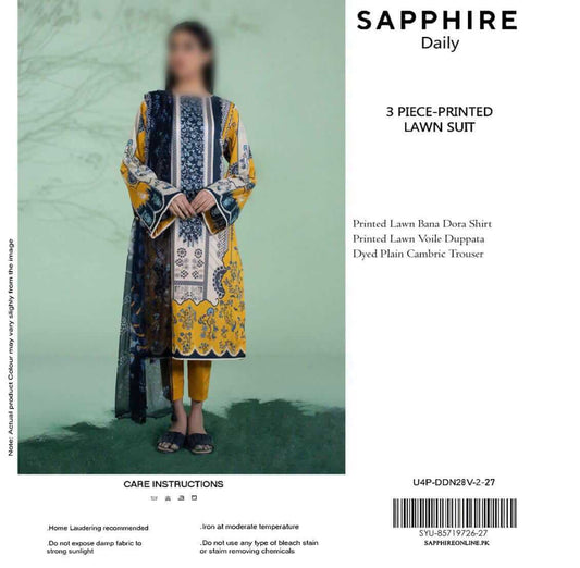 Sappjhire Unstitched Printed Lawn 3pc Suit