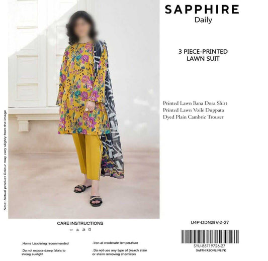 Sappjhire Unstitched Printed Lawn 3pc Suit