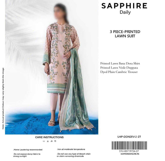 Sappjhire Unstitched Printed Lawn 3pc Suit