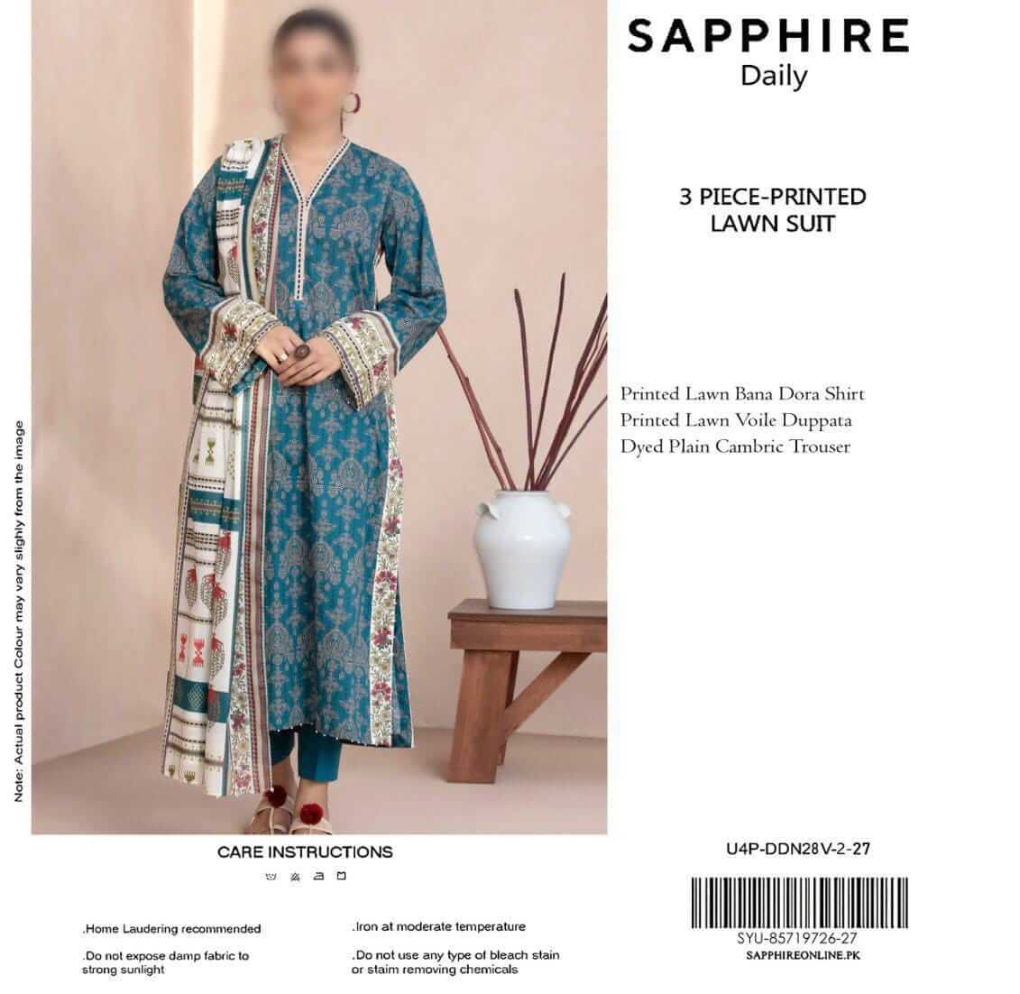 Sappjhire Unstitched Printed Lawn 3pc Suit