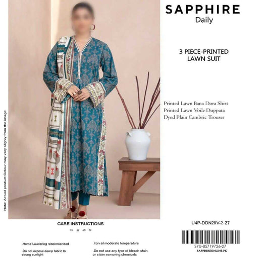 Sappjhire Unstitched Printed Lawn 3pc Suit