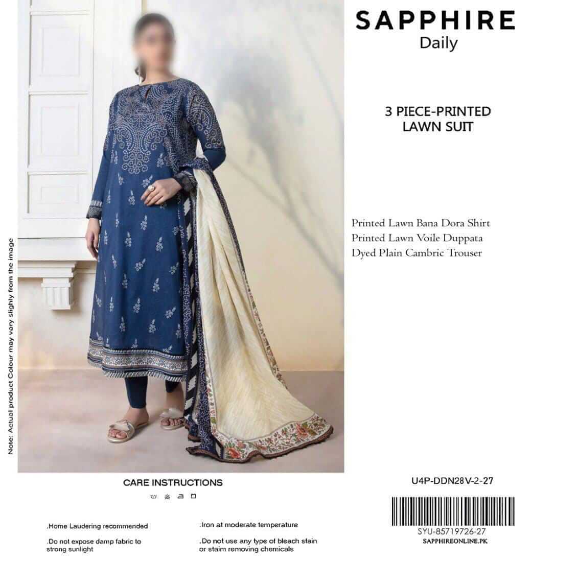 Sappjhire Unstitched Printed Lawn 3pc Suit