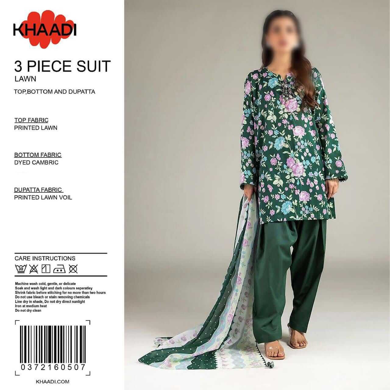 Khaadi Unstitched Printed Lawn 3pc Suit