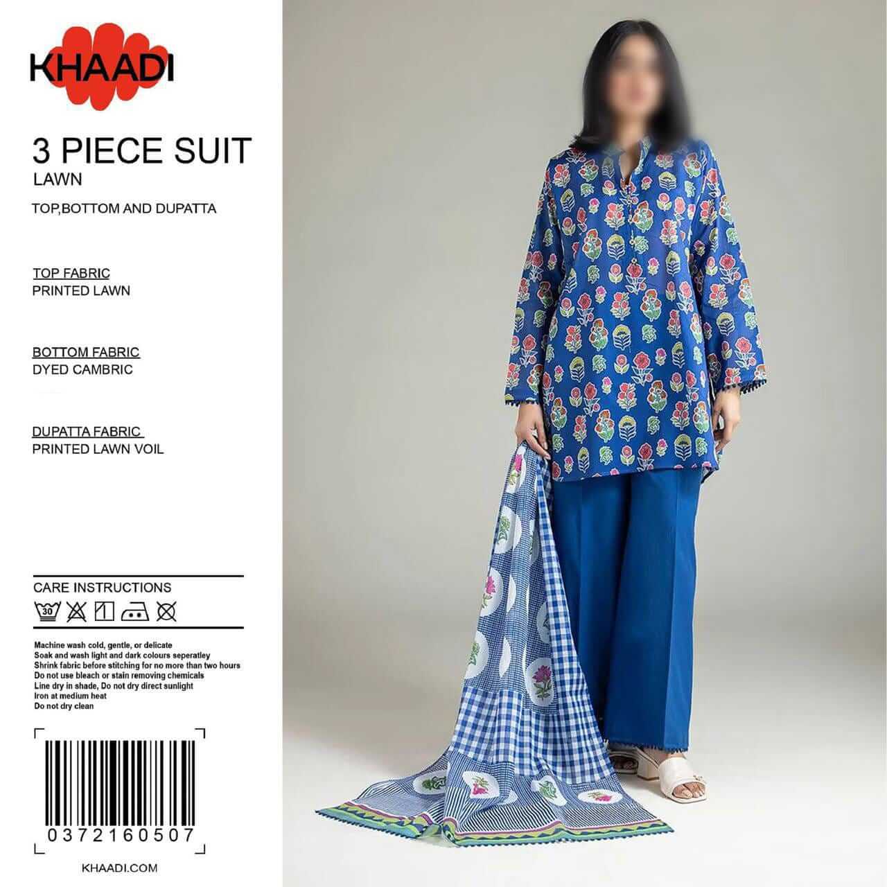 Khaadi Unstitched Printed Lawn 3pc Suit