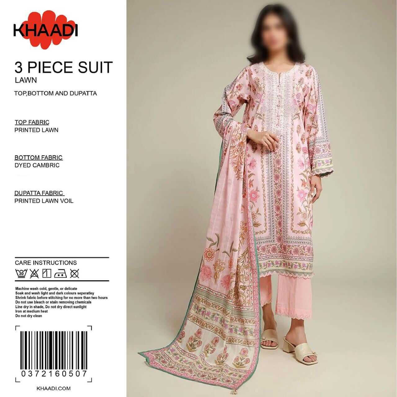 Khaadi Unstitched Printed Lawn 3pc Suit