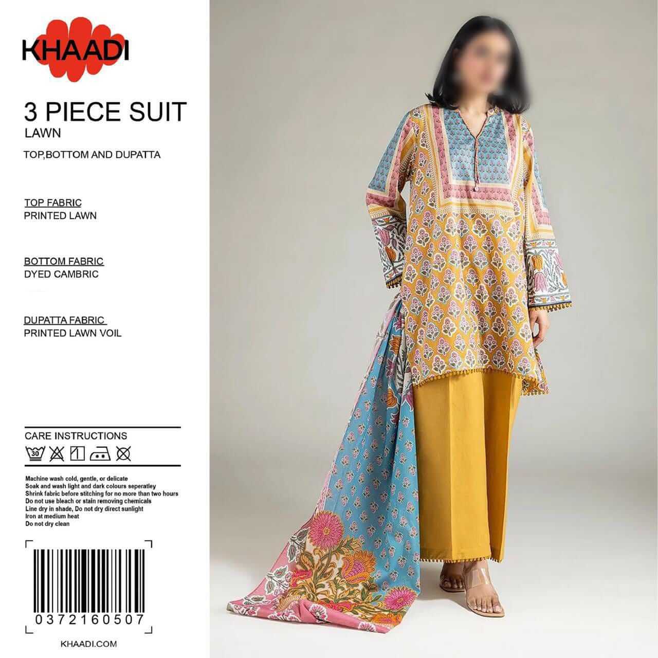 Khaadi Unstitched Printed Lawn 3pc Suit