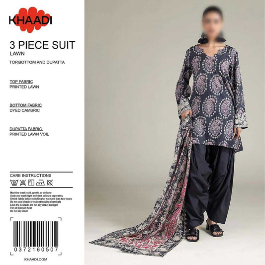 Khaadi Unstitched Printed Lawn 3pc Suit