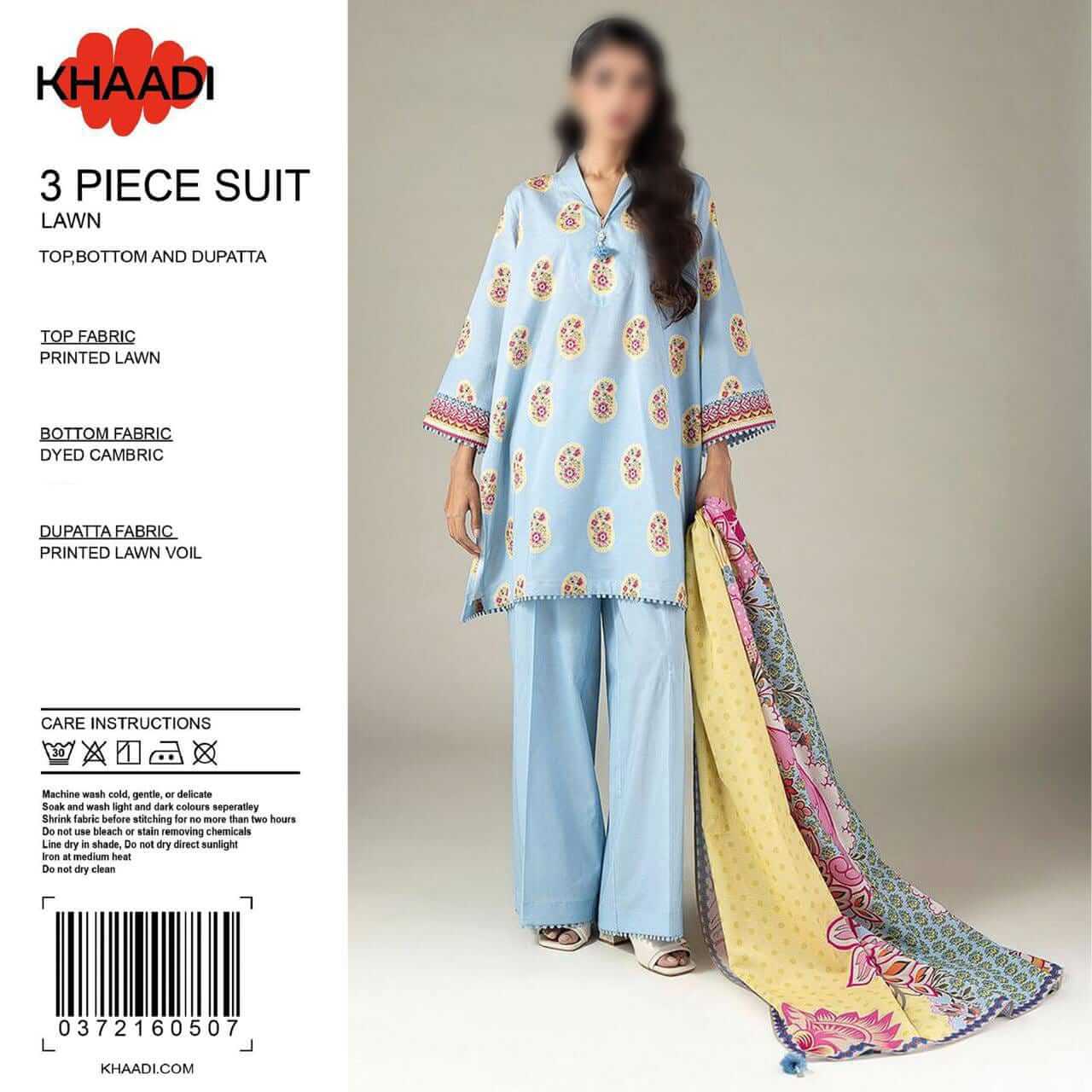 Khaadi Unstitched Printed Lawn 3pc Suit
