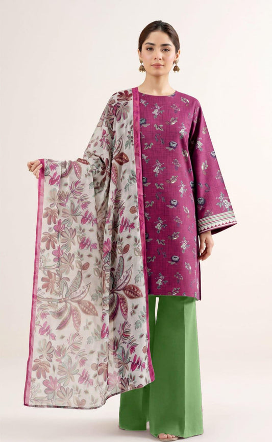 Sapphire Printed Lawn 3 Piece Unstitched Suit for Women