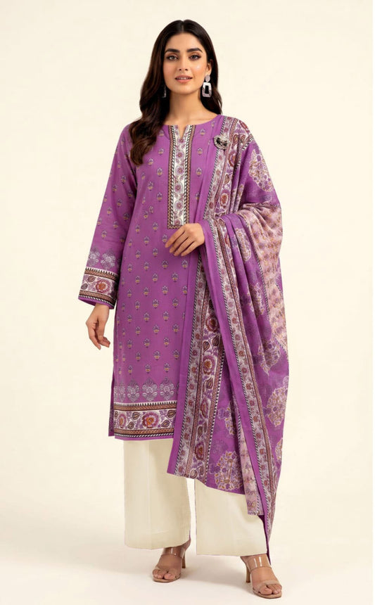Sapphire Printed Lawn 3 Piece Unstitched Suit for Women