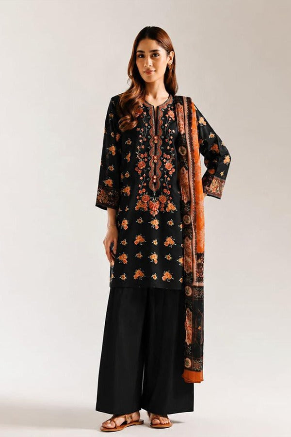 Ethnc 3 Piece Unstitched Embroidered Printed Lawn Suit Noor E Nazar Textile