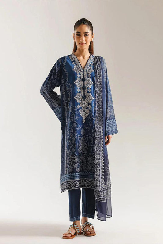 Ethnc 3 Piece Unstitched Embroidered Printed Lawn Suit Noor E Nazar Textile