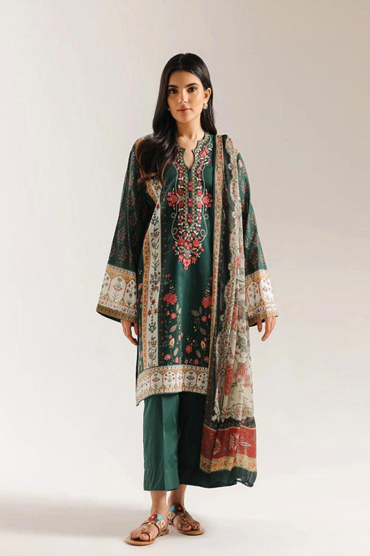 Ethnc 3 Piece Unstitched Embroidered Printed Lawn Suit Noor E Nazar Textile