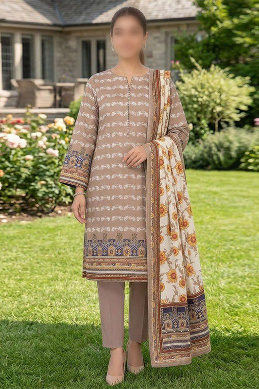 Gul Ahmed 3 Piece Printed Linen Suit | Unstitched Noor E Nazar Textile