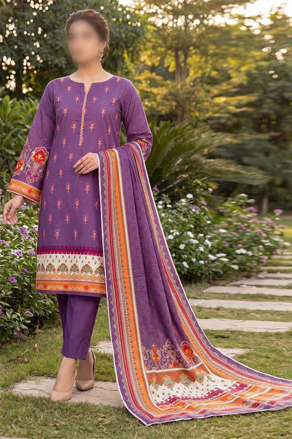 Gul Ahmed 3 Piece Printed Linen Suit | Unstitched Noor E Nazar Textile